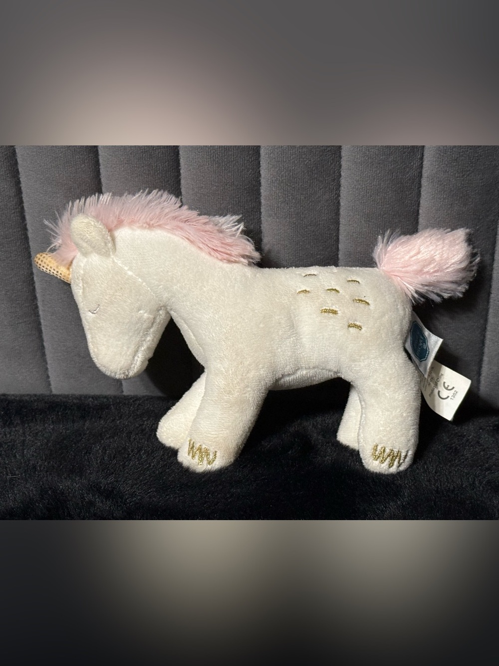 Mary Meyer Sleeping Unicorn Plush White Pink Gold Stuffed Animal Baby Lovey